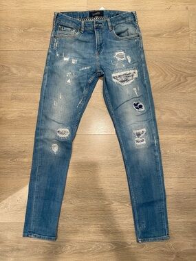 Scotch & Soda Men’s Light Blue Distressed Skinny Jeans